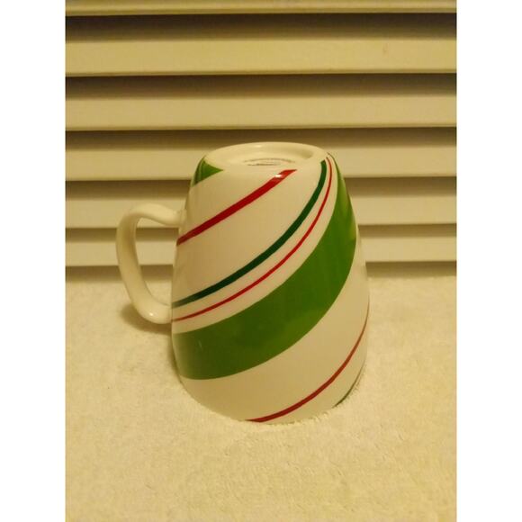 Starbucks White Green Red Stripe 2007 Holiday Christmas 12 oz Coffee Mug Cup - Picture 3 of 5